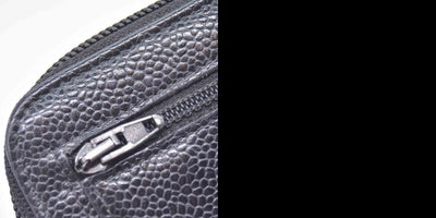 $750 CHANEL Black Caviar Timeless CC Zip Around Wallet CONSIGNMENT 10021437