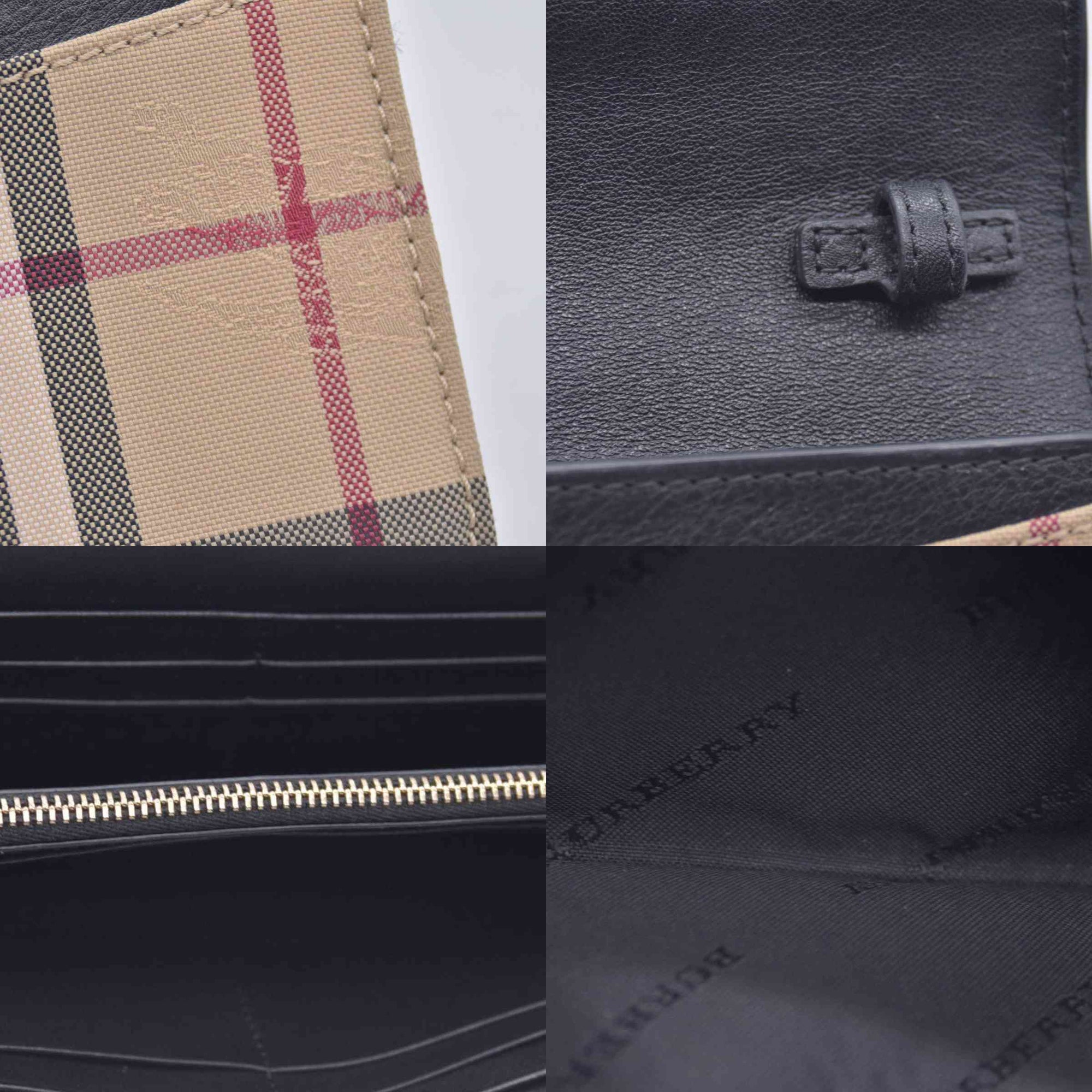 $650 Burberry House Check and Leather Flap Wallet / Wallet on Chain CONSIGNMENT