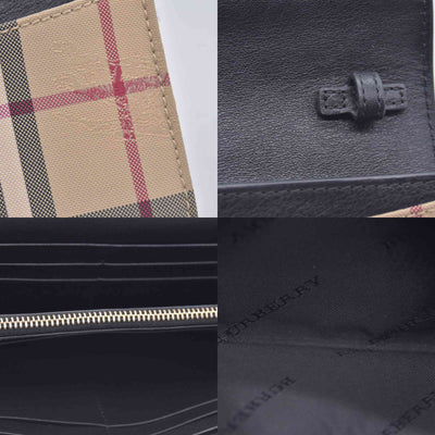 $650 Burberry House Check and Leather Flap Wallet / Wallet on Chain CONSIGNMENT