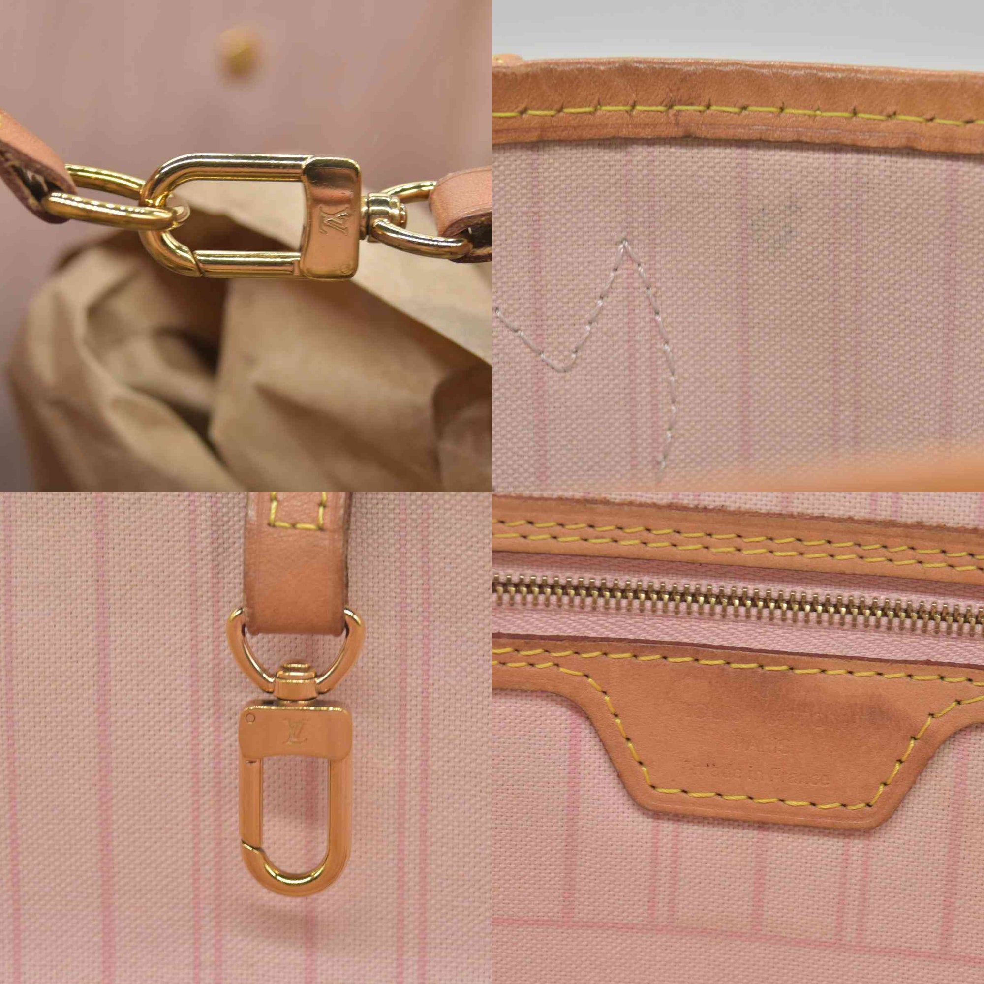 $2170 Louis Vuitton Damier Azur Neo Neverfull MM Rose Ballerine RFID