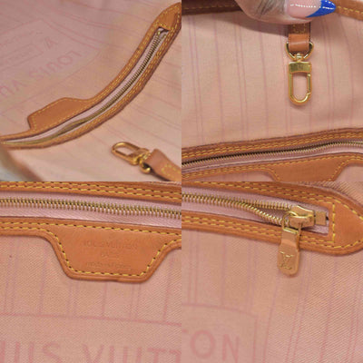 $2170 Louis Vuitton Damier Azur Neverfull MM Rose Ballerine AR4103