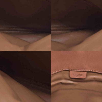 CELINE Macadam Coated Canvas Flap Clutch Shoulder Bag Tan CONSIGNMENT 10021233