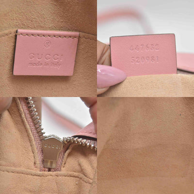 $1950 Gucci Calfskin Matelasse Small GG Marmont Chain Shoulder Bag Wild Rose