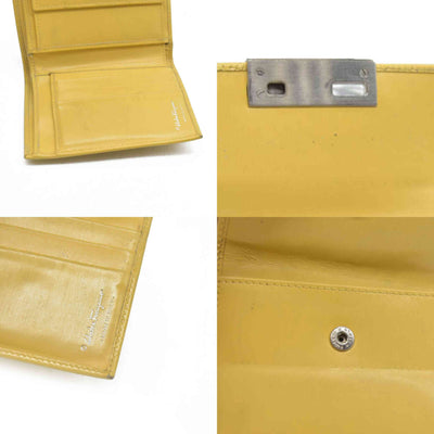 Salvatore Ferragamo Gancini Leather Trifold Wallet Yellow