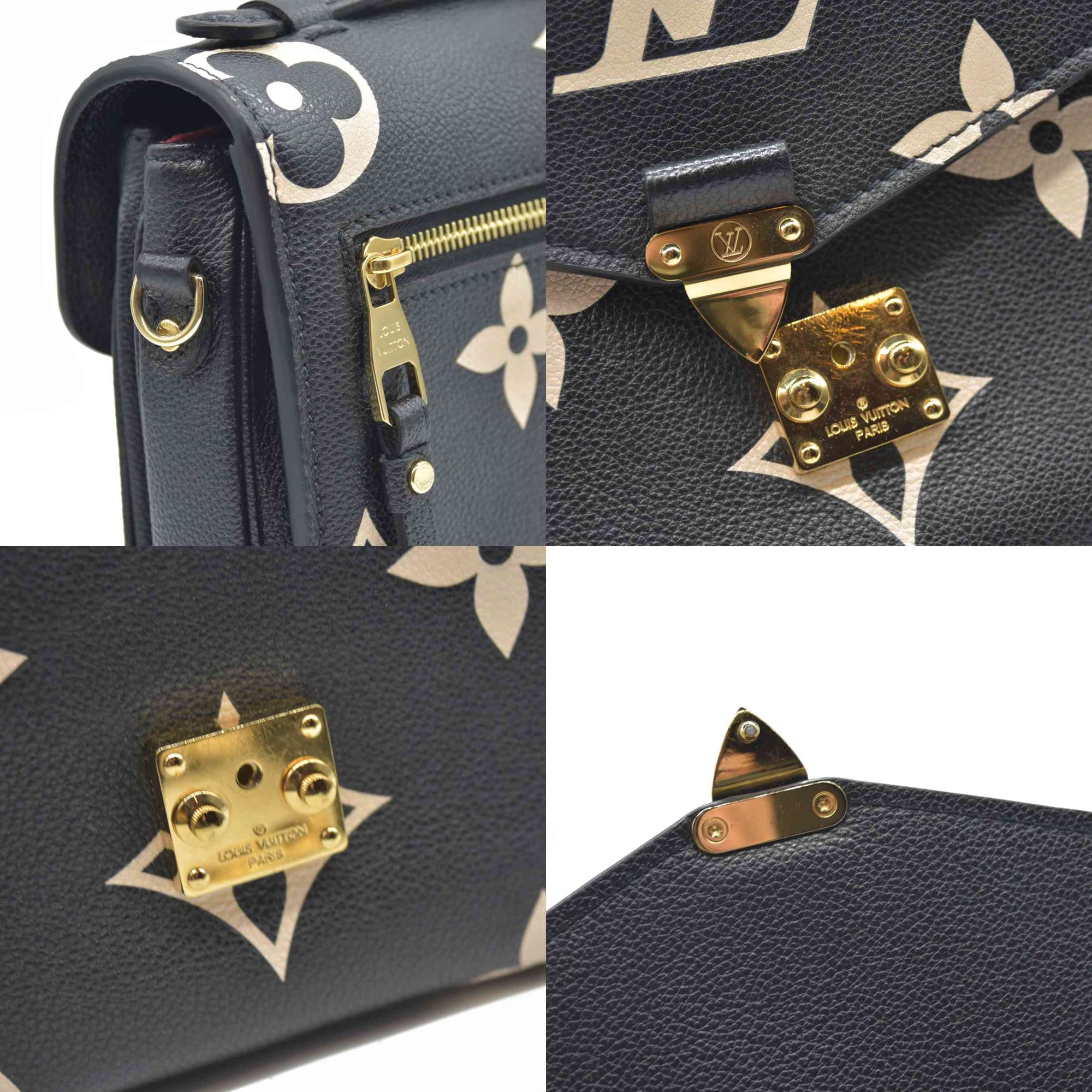 $3150 Louis Vuitton Empreinte Monogram Giant Pochette Metis Black Beige Bicolor CONSIGNMENT