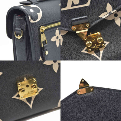 $3150 Louis Vuitton Empreinte Monogram Giant Pochette Metis Black Beige Bicolor CONSIGNMENT