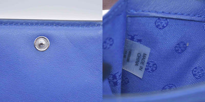 $175 Tory Burch Alexa Foldable Mini Wallet Regal Blue CONSIGNMENT