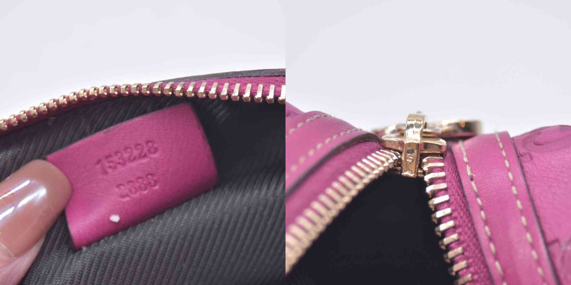 $480 GUCCI Guccissima Leather Heart Charm Cosmetic Pouch Pink CONSIGNMENT 10021425