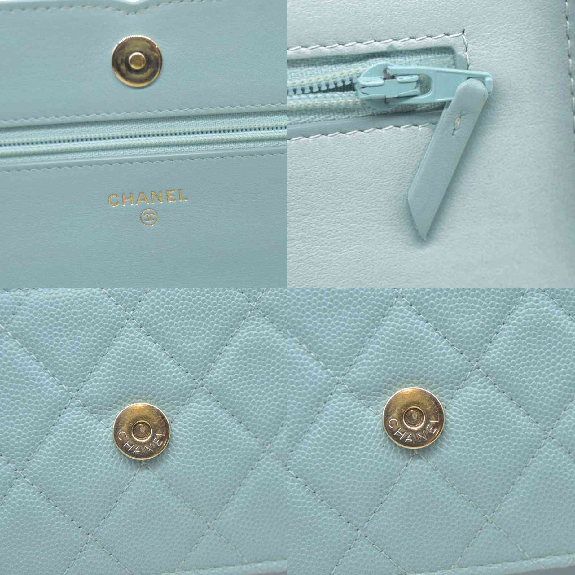 $3100 Chanel Caviar Quilted CC Filigree Wallet On Chain WOC Blue