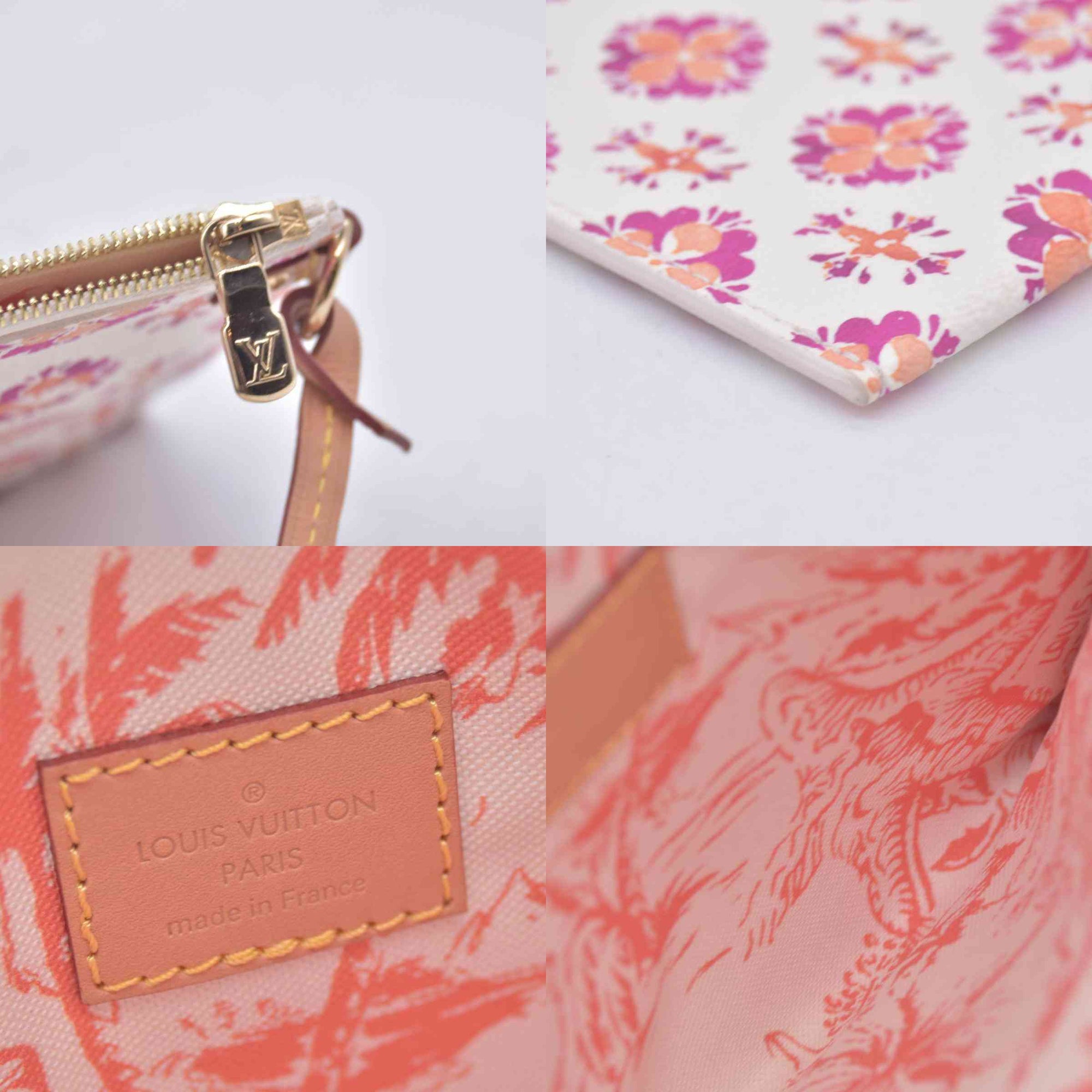 $3100 LOUIS VUITTON Monogram Resort Tile Neverfull MM Rose Clair Pink RFID 10021362