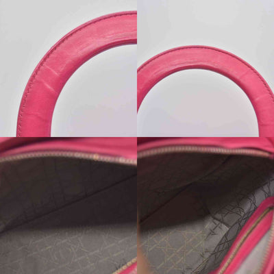 $6700 Christian Dior Lambskin Cannage Medium Lady Dior Fuchsia
