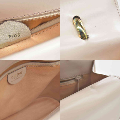 $2450 CONSIGNMENT CELINE Flap Ring Handbag Beige Women's Leather CELINE