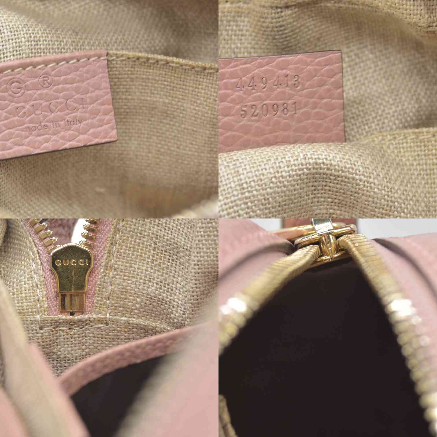 $1290 Gucci Monogram Mini Bree Messenger Bag Beige Soft Pink