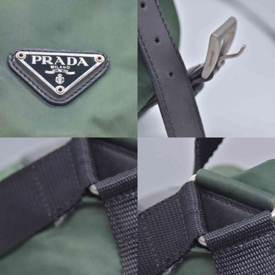 $1450 PRADA Vela Tessuto Nylon Pocket Backpack Army Green CONSIGNMENT 10021350