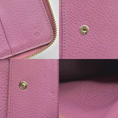 $550 Gucci Dollar Calfskin GG Marmont Zip Around Wallet Perfect Pink