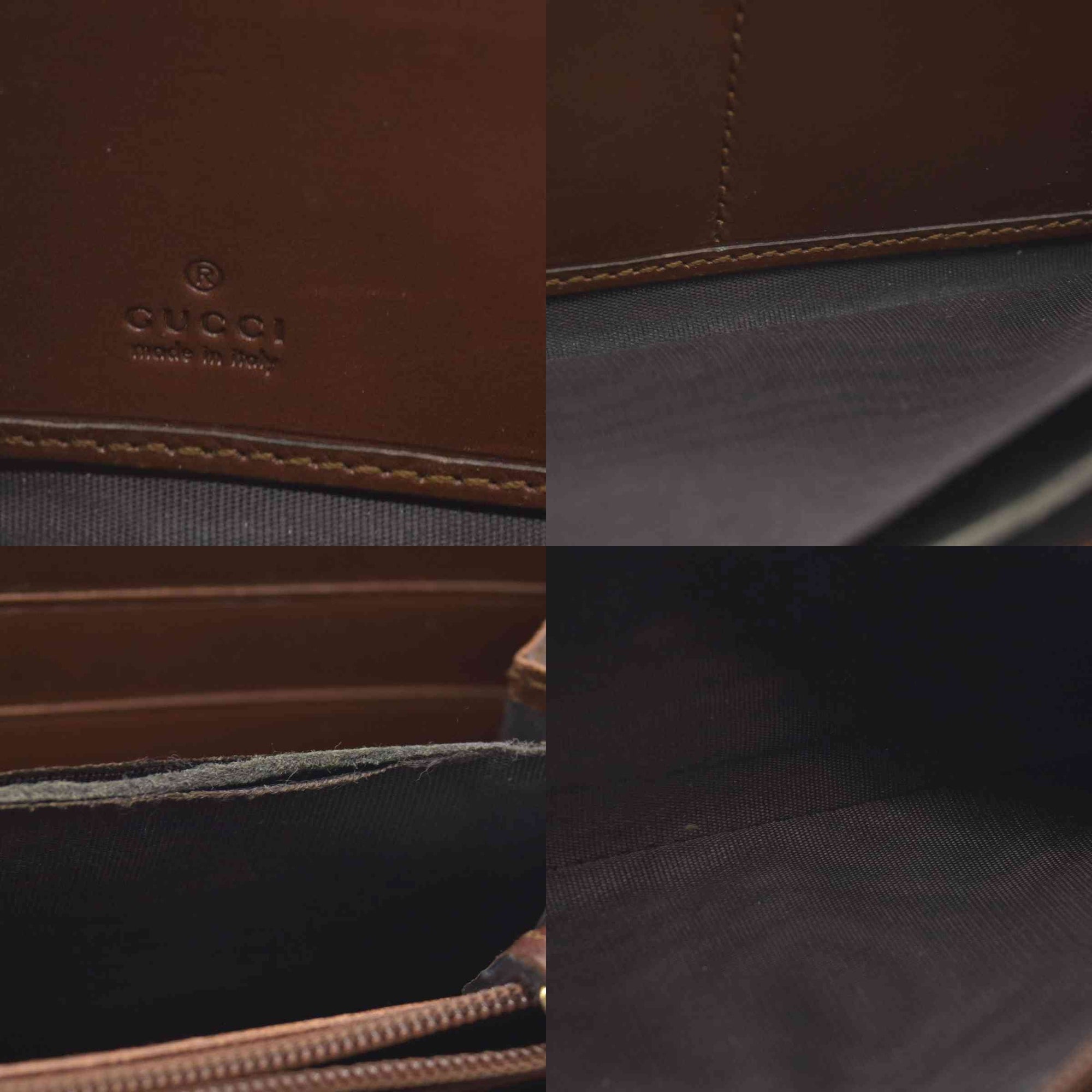 Gucci GG Supreme Monogram Cuoio Toscano Zip Around Wallet Beige Ebony Cuir CONSINGMENT