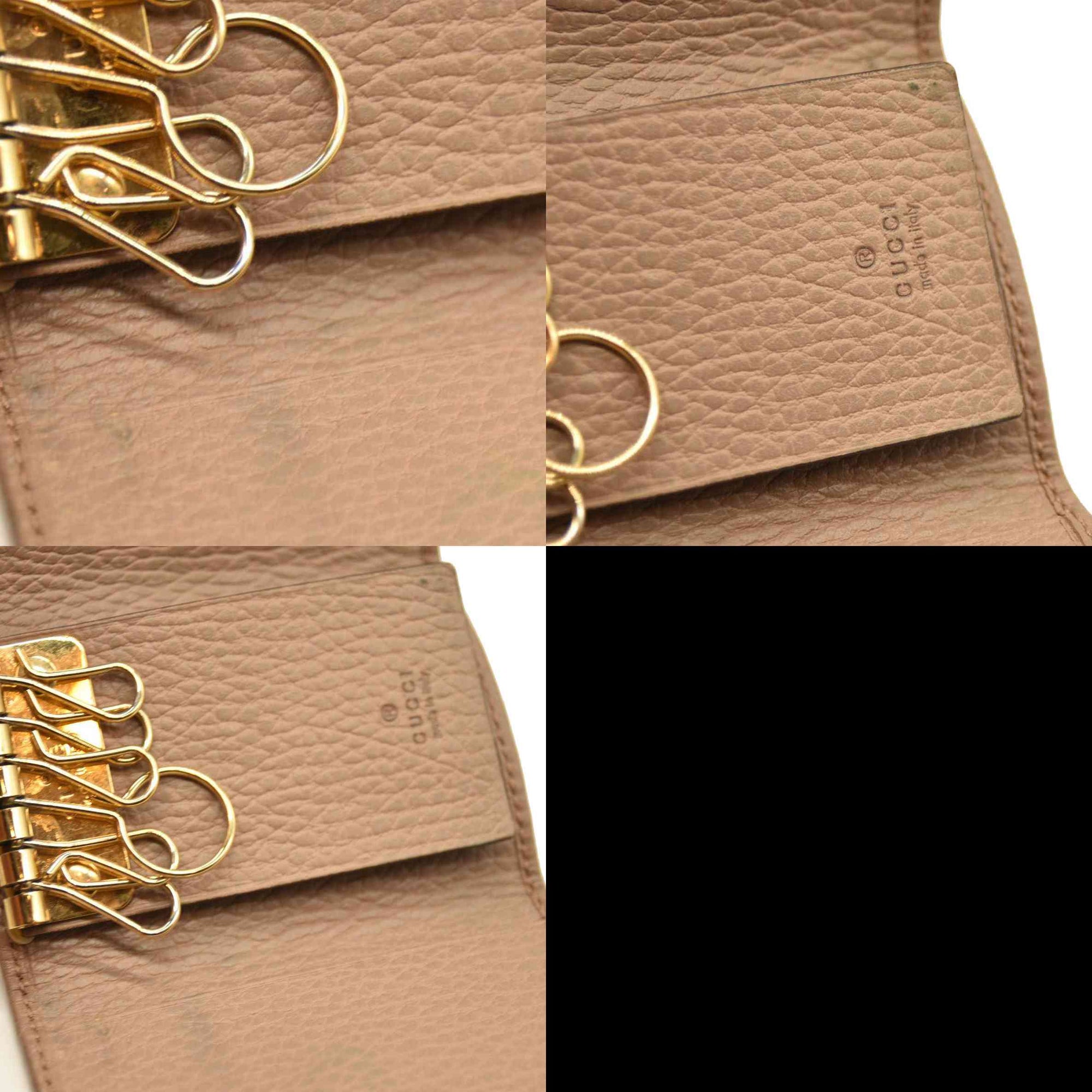 GUCCI GG Marmont Leather 6 Rings Key Case Beige