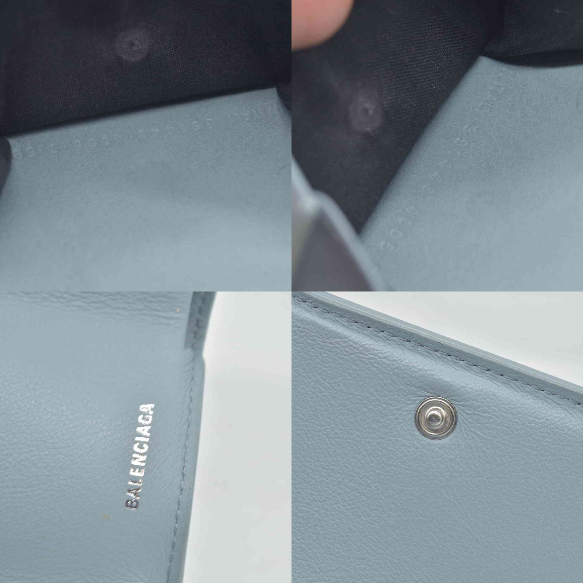 Balenciaga Leather Compact Wallet Blue CONSIGNMENT