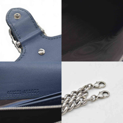 $1650 Gucci Velvet Crystal GG Monogram Mini Dionysus Chain Wallet Blue Beige Black