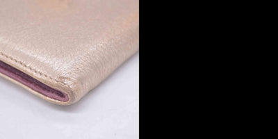 $550 Chloe Bobbie Bow Zip Around Gold Leather Wallet 10020988