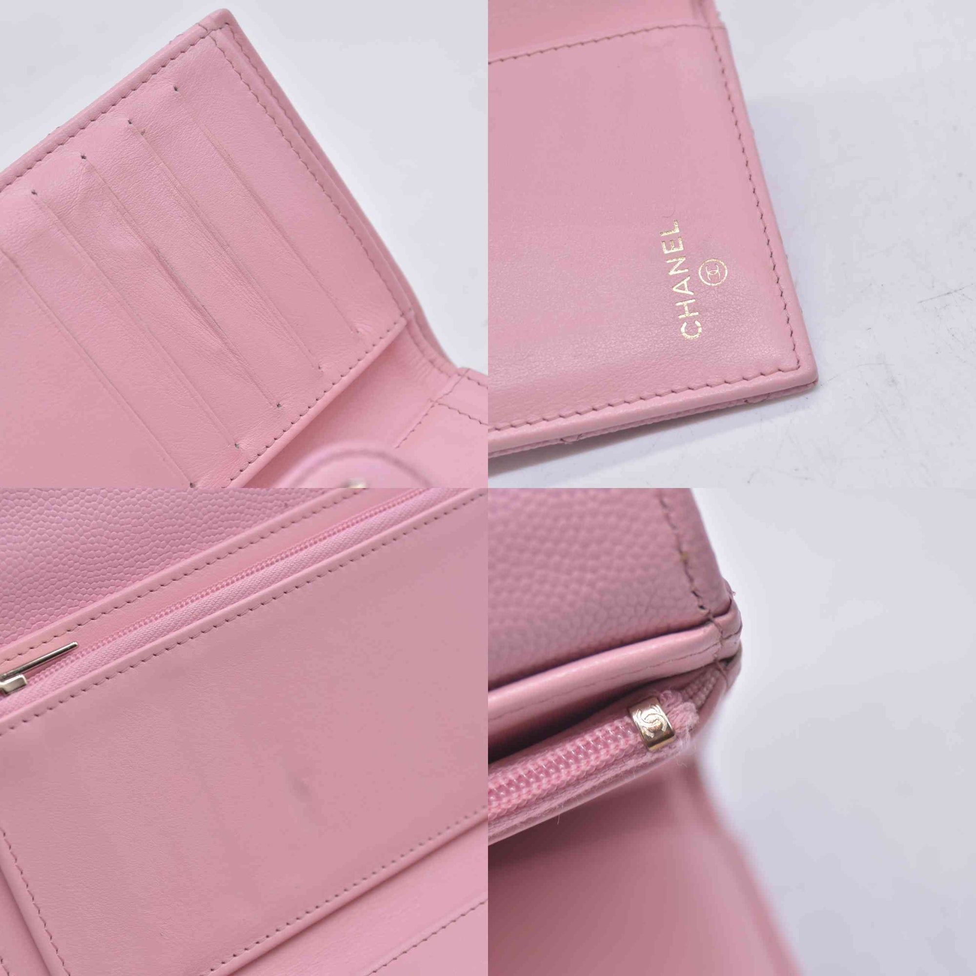 $1475 Chanel 2021-2022 Pink Quilted Caviar Leather Medium Flap Wallet 10021116