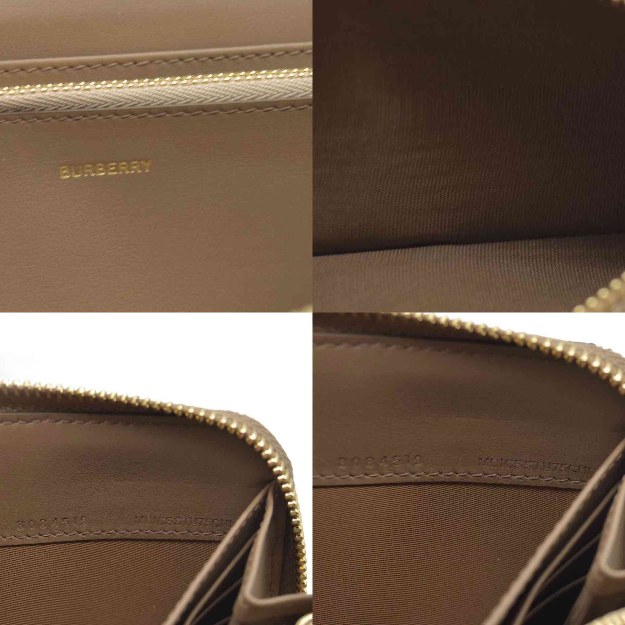 $680 CONSIGNMENT Burberry Vintage Check Cotton & Leather Zip-Around Wallet