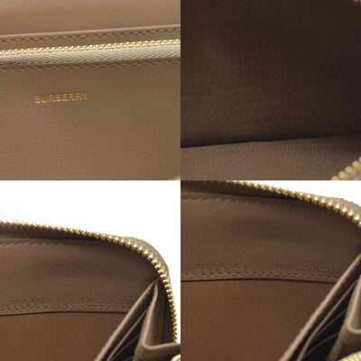 $680 CONSIGNMENT Burberry Vintage Check Cotton & Leather Zip-Around Wallet