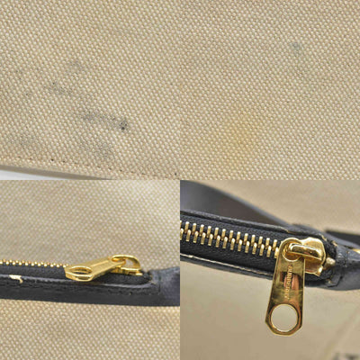 $2490 Burberry Cotton Soft Canvas Calfskin Medium Belt Tote Natural Black CONSIGNMENT