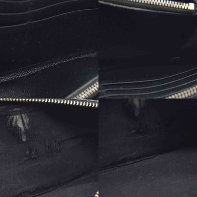 $950 CONSIGNMENT Saint Laurent CASSANDRE MATELASSÉ ZIP AROUND WALLET IN GRAIN DE POUDRE LEATHER