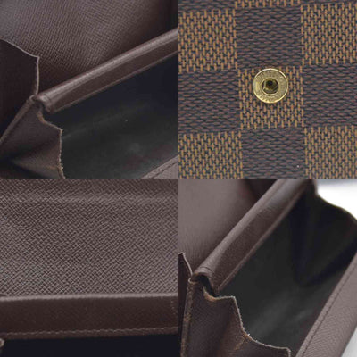Louis Vuitton Damier Porte Monnaie Plat Coin Purse Wallet Brown MI1014