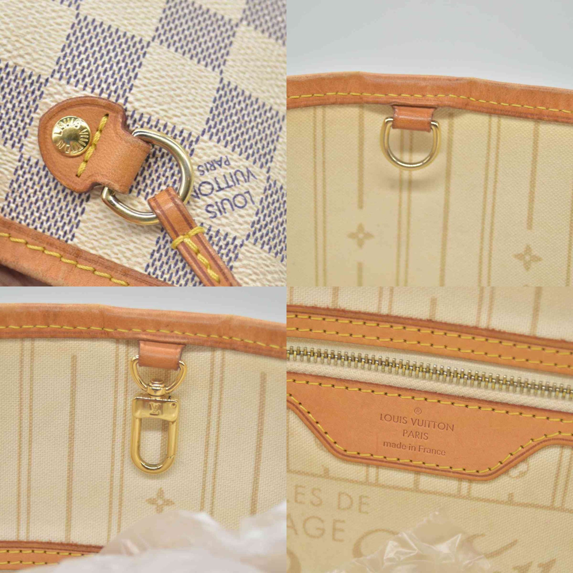 $2160 Louis Vuitton Damier Azur Neverfull PM Tote Bag Handbag VI3178 CONSIGNMENT