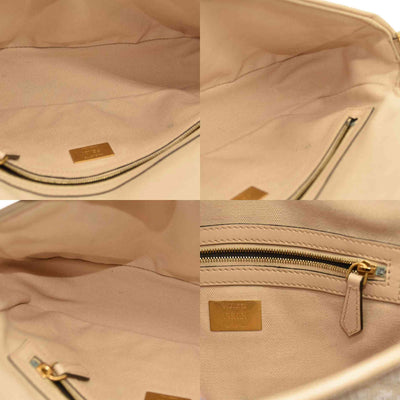 Fendi  Canvas Vitello King Bi-Color Strap FF Embroidered Baguette Poudre