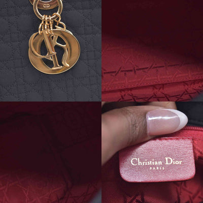 $4900 Christian Dior Nylon Cannage Large Lady Dior Black CONSIGNMENT 10020765