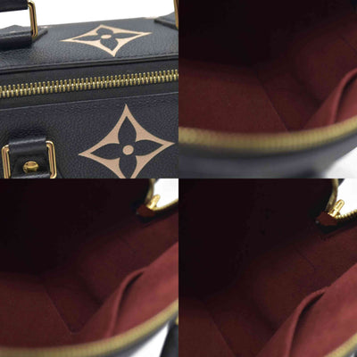 $3100 Louis Vuitton  Empreinte Monogram Giant Speedy Bandouliere 25 Black Beige