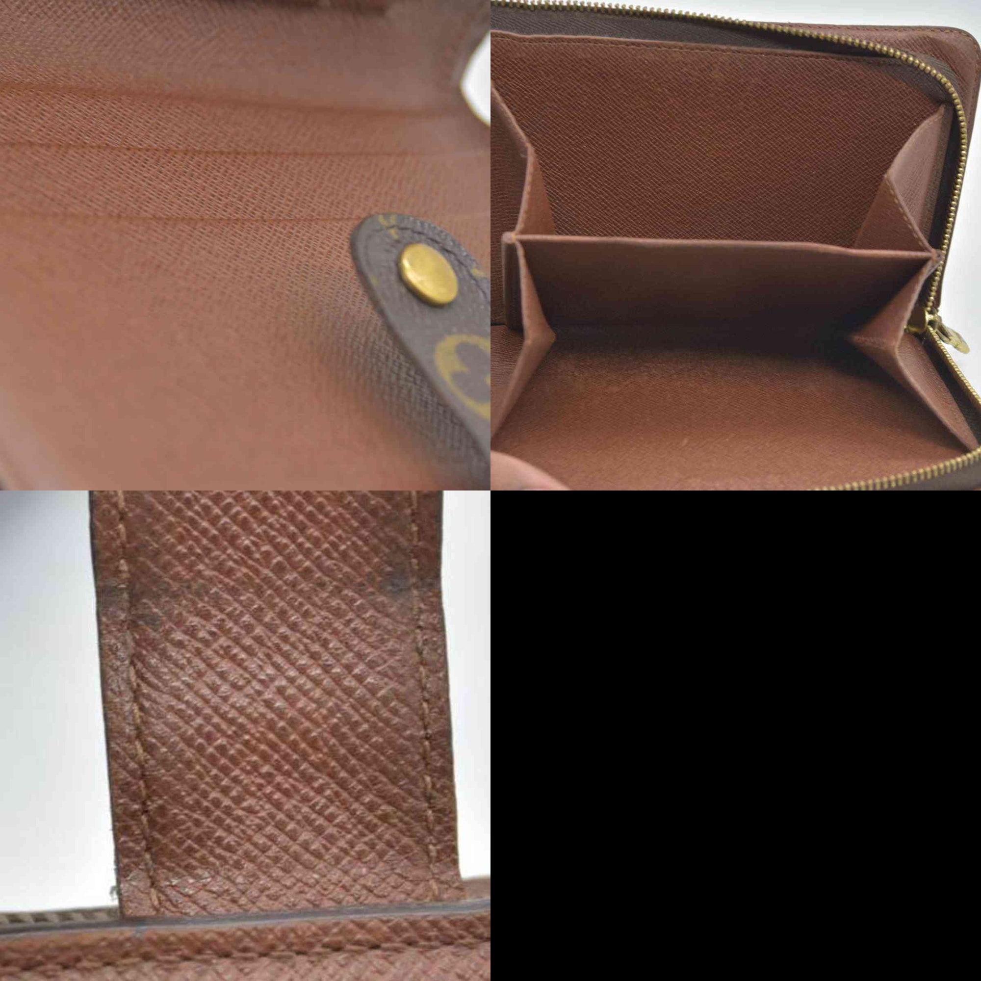 $750 Louis Vuitton Monogram Porte Papier Zippe Bifold Wallet Brown 10020017