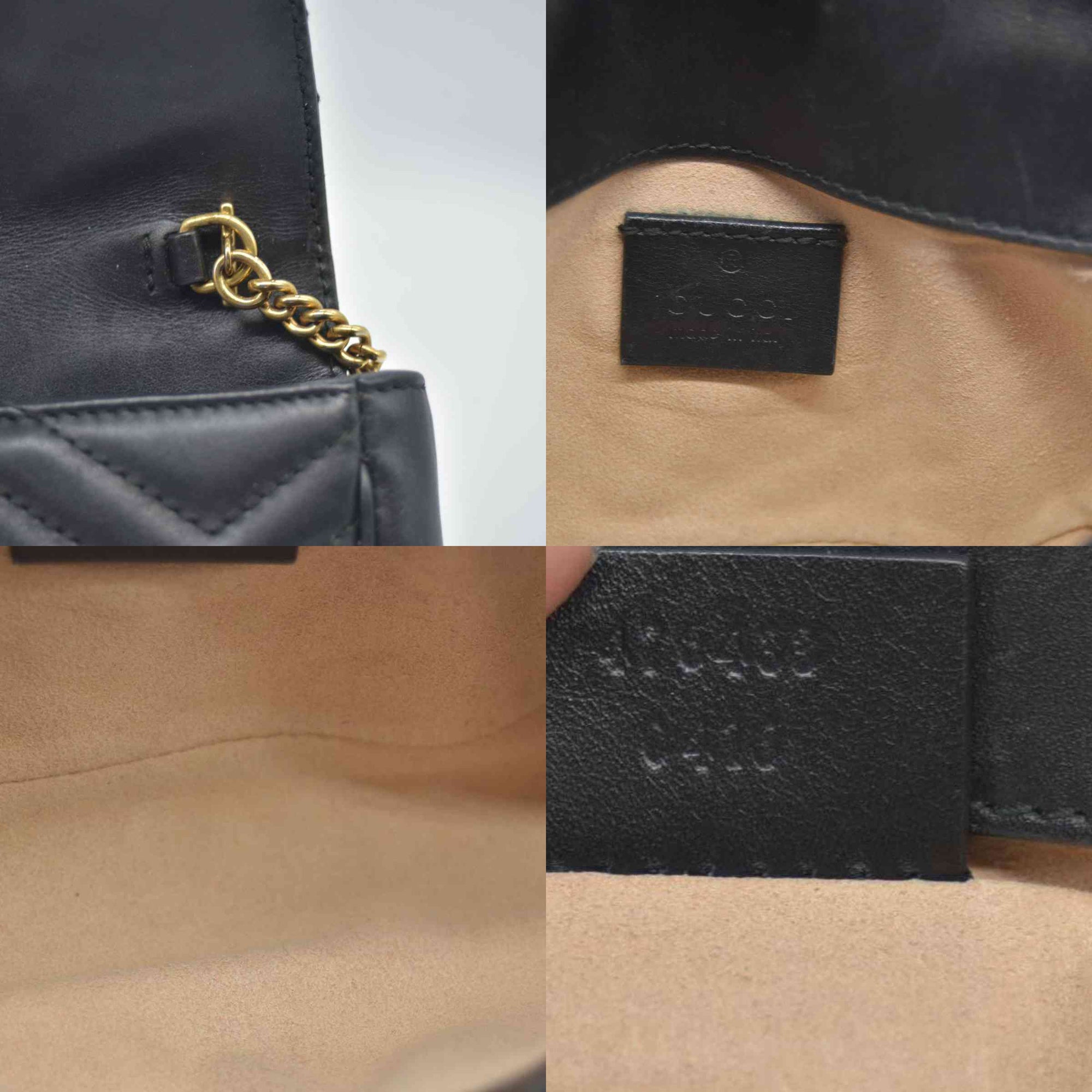 $1650 Gucci Calfskin Matelasse Super Mini GG Marmont Shoulder Bag Black CONSIGNMENT