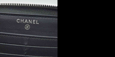 Chanel Calfskin Chevron Quilted Iridescent Zip Around Boy Wallet CONSIGNMENT