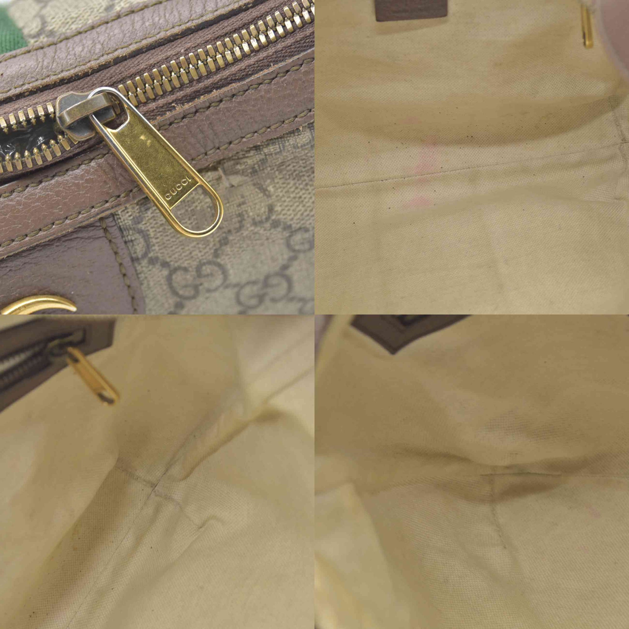 $1750 Gucci GG Supreme Monogram Web Small Ophidia Half Moon Hobo Brown