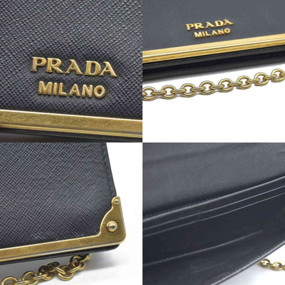 AUCTION $1450 Prada Saffiano Mini Cahier Crossbody Bag Black