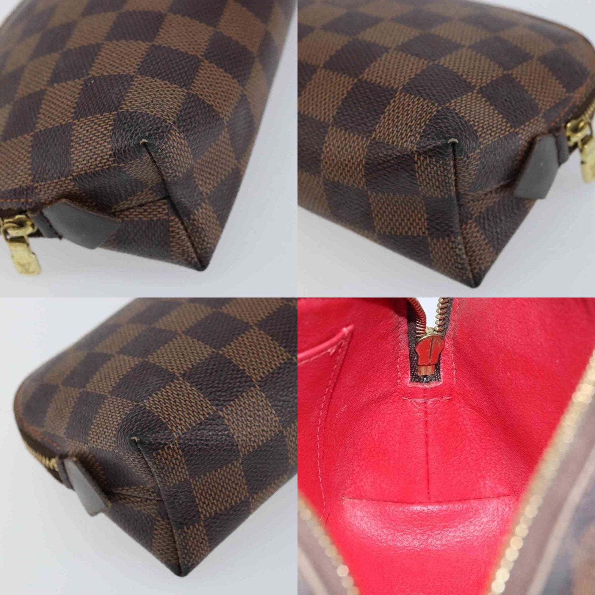 $600 2010 LOUIS VUITTON Damier Ebene Cosmetic Pouch CA4180