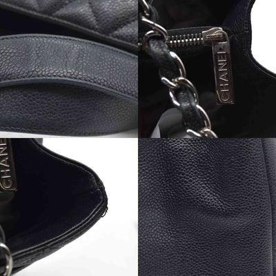 AUCTION $2900 Chanel  Caviar Quilted Grand Shopping Tote GST Black Silver Hardware 2008