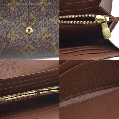 $725 Louis Vuitton Monogram Portefeiulle Sarah Long Bifold Wallet Brown SD0250
