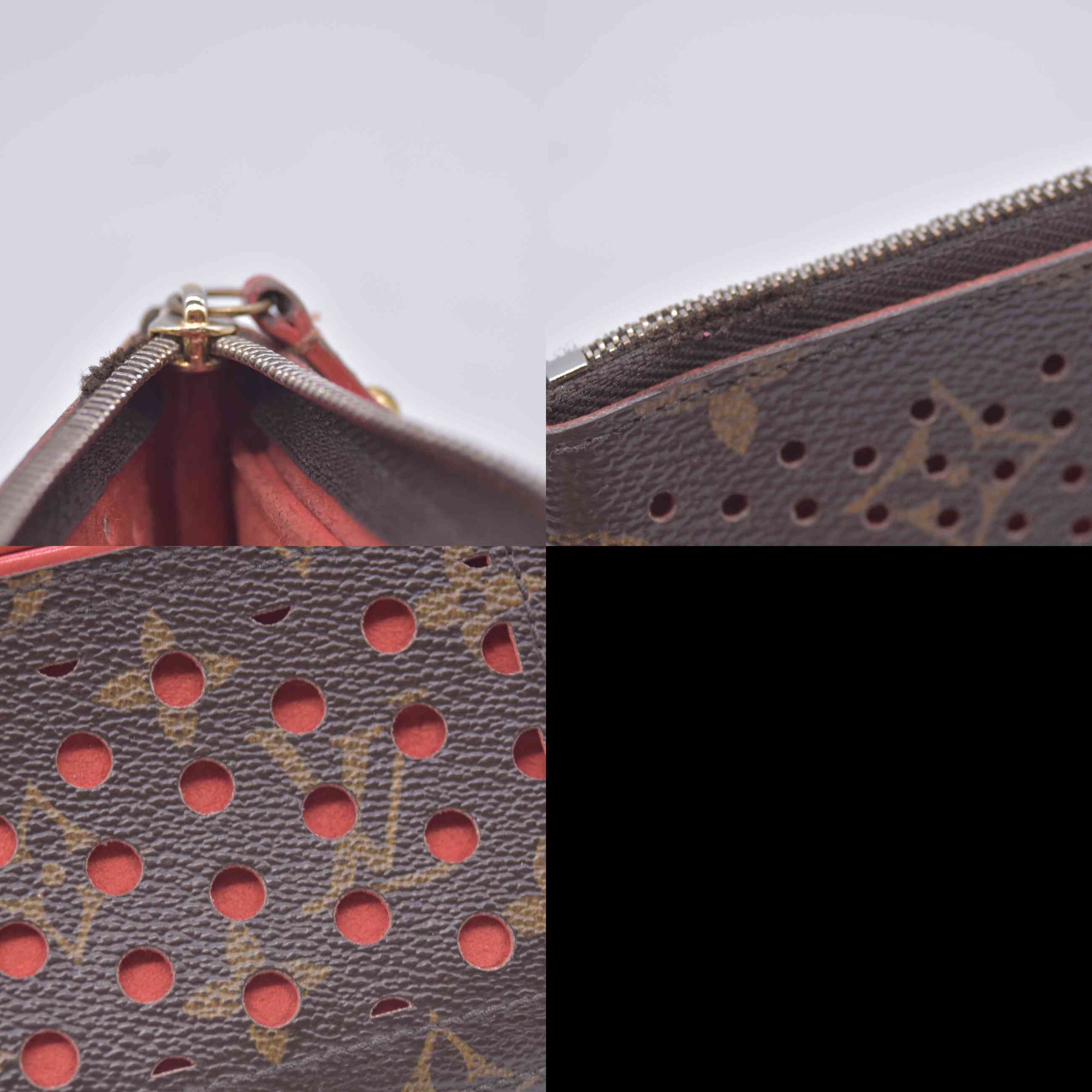 $530 Louis Vuitton Monogram Perforated Pochette Plat Orange