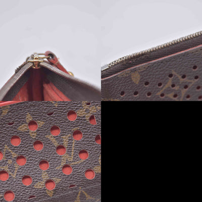 $530 Louis Vuitton Monogram Perforated Pochette Plat Orange