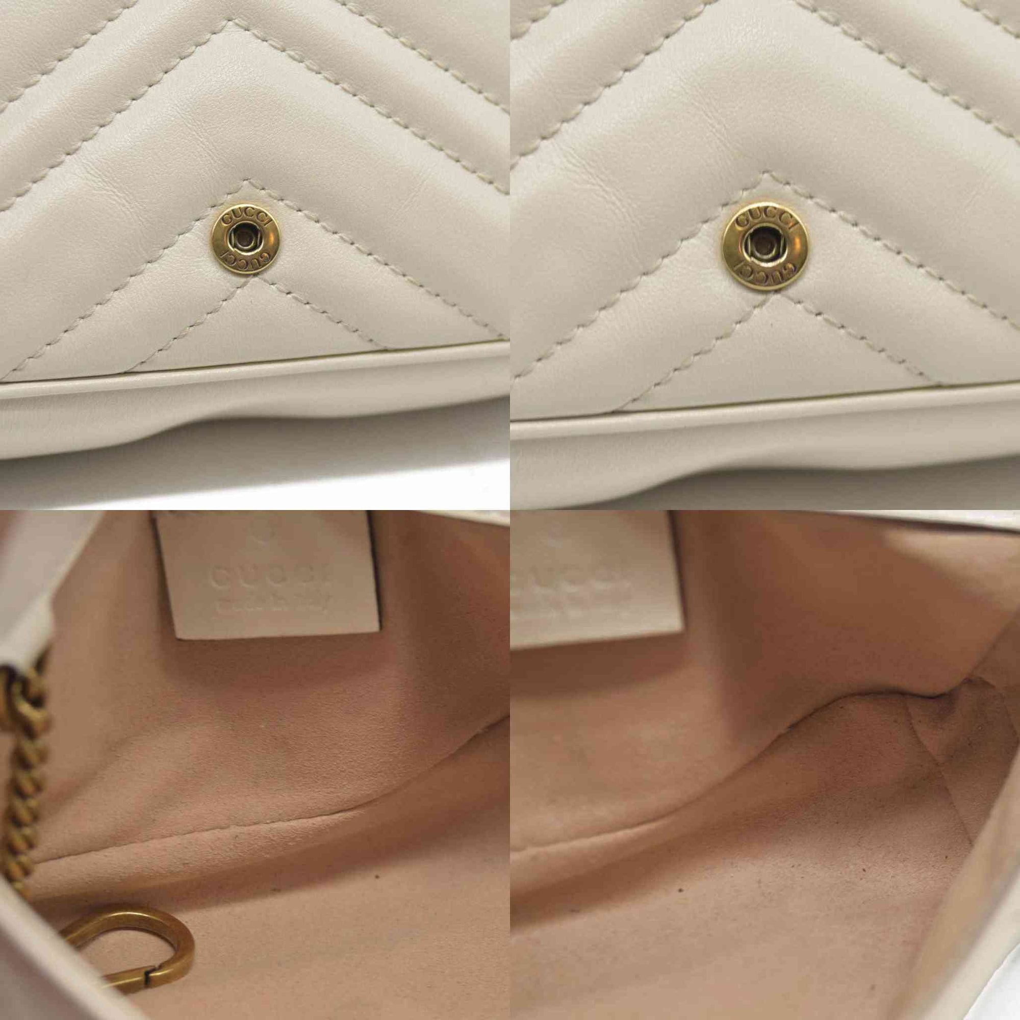 Gucci Super Mini Marmont Leather Shoulder Bag White GG Crossbody $1400
