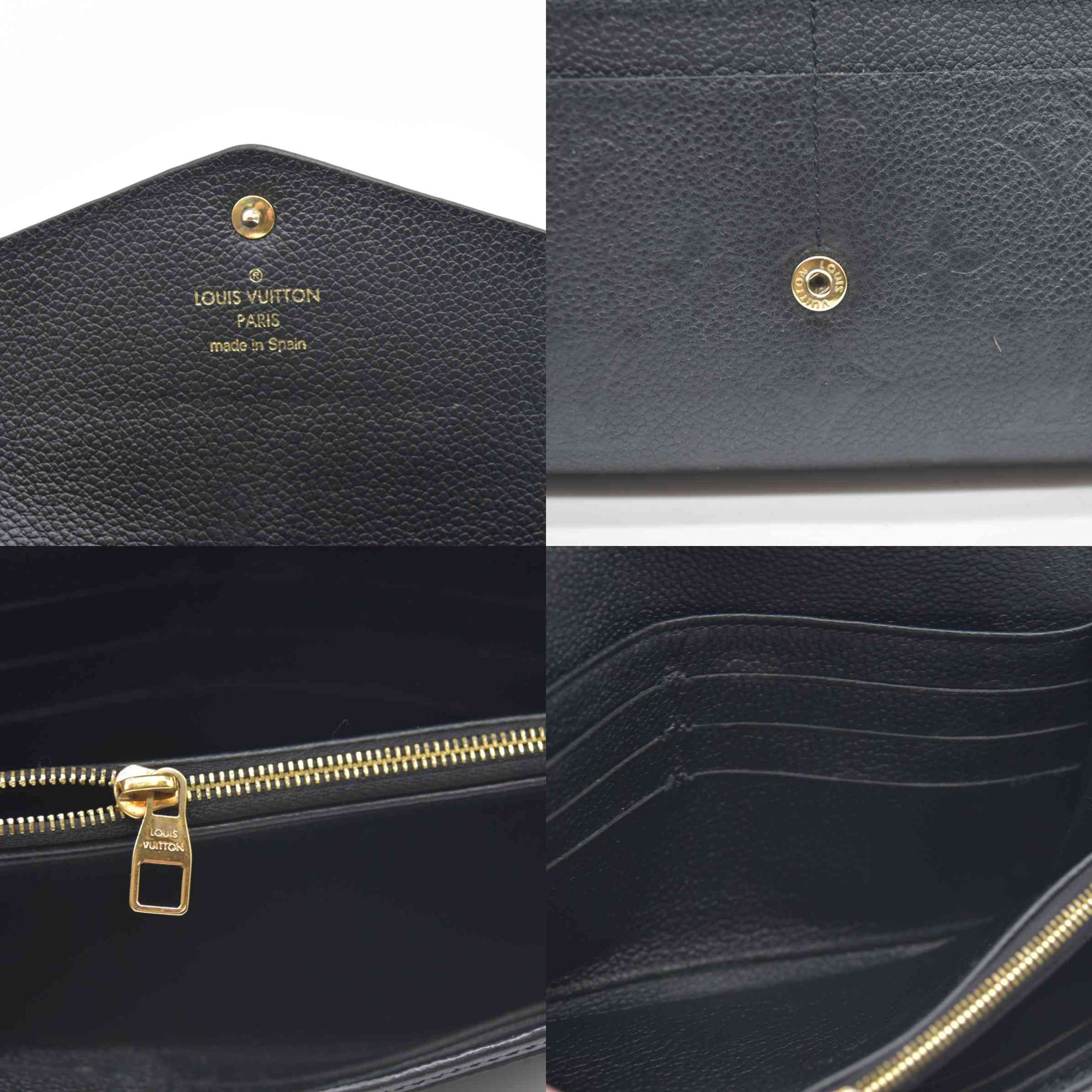 $950 Louis Vuitton  Empreinte Sarah Wallet NM Black 2017 CA1167