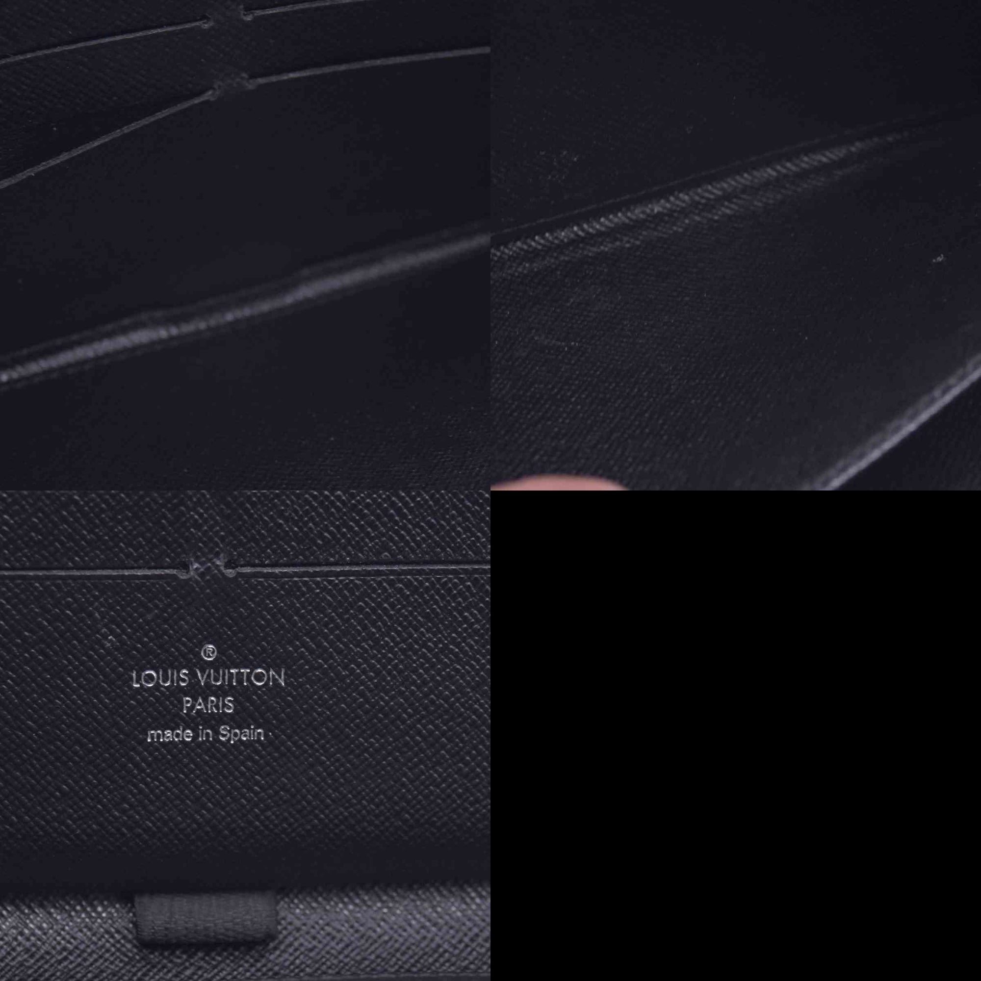 $950 LOUIS VUITTON Damier Graphite Zippy Organizer Wallet Black / Grey CONSIGNMENT 10021567