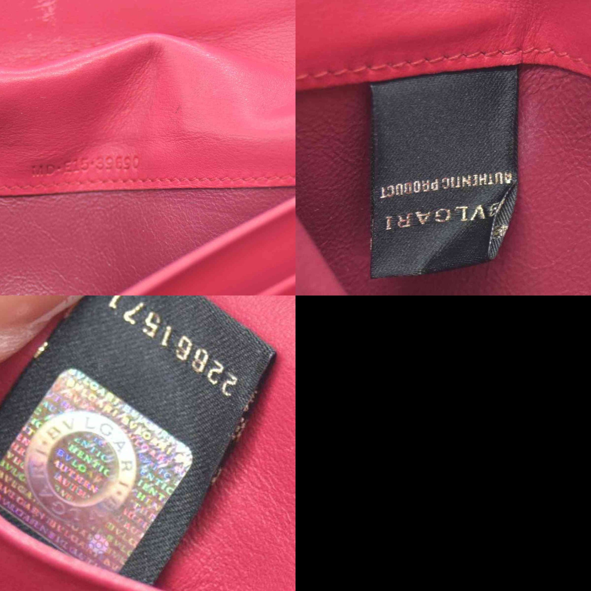 $790 BVLGARI Leather Bifold Long Wallet Pink Croc CONSIGNMENT