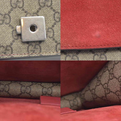 $2600 Gucci GG Supreme Monogram Suede Cudu Medium Dionysus Shoulder Bag Beige Ebony Vulcanic Red CONSIGNMENT