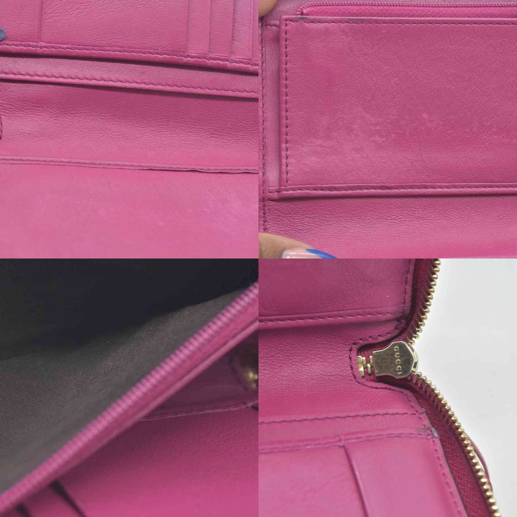 Gucci Patent Soho Zip Around Wallet Bright Bougainvillea CONSIGNMENT